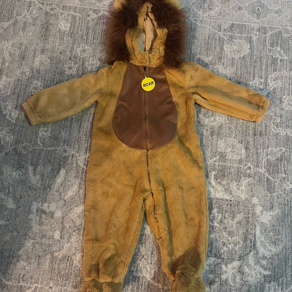 Going Wild Roar Furry Lion Costume - Tan and Brown 24 months